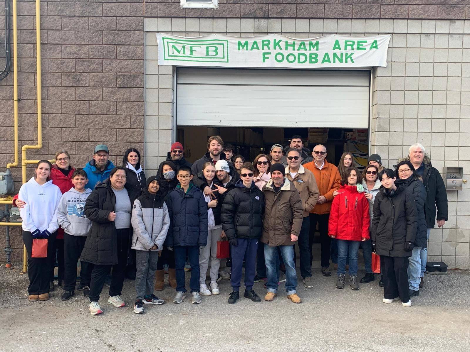 Red Bags volunteers outside the Markham Area Foodbank
